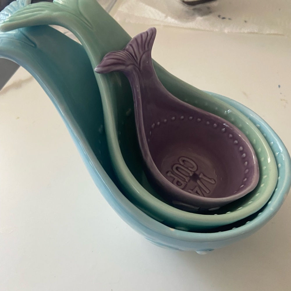 Ceramic Mermaid Tail Measuring Spoons - Aqua, Mint & Lavender